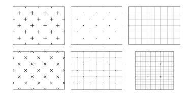 Boş alanı olan kare ızgara kümesi. Kusursuz haç, artı, nokta ve çizgi işareti deseni