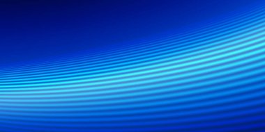 Glowing blue lines on deep blue background, curved light rays blur minimalist banner clipart