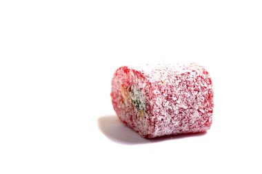 Beyaz arka plan üzerinde izole lezzetli renkli marmelat. Renkli meyve şeker jöle. Çeşitli meyve şeker