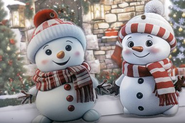 Hediyeler ve karlı bir Noel manzarası. Mutlu Noeller ve mutlu yıllar. Noel kutlaması tatil geçmişi