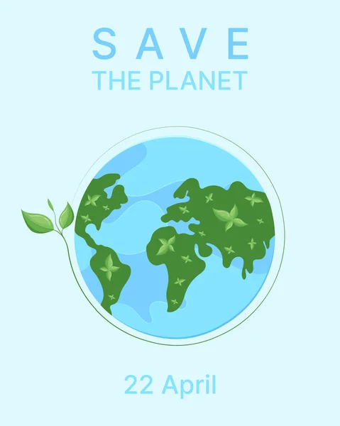 Panji Hari Tanah Atau Poster Simpan Planet Vector Ilustrasi - Stok Vektor