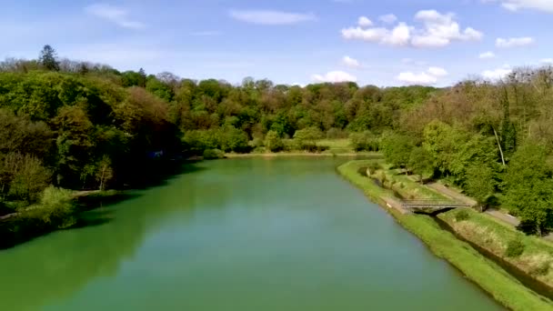 Drone Sobrevoando Val Briey Vista Aérea Lago Sangsue Meurthe Moselle — Vídeo de Stock