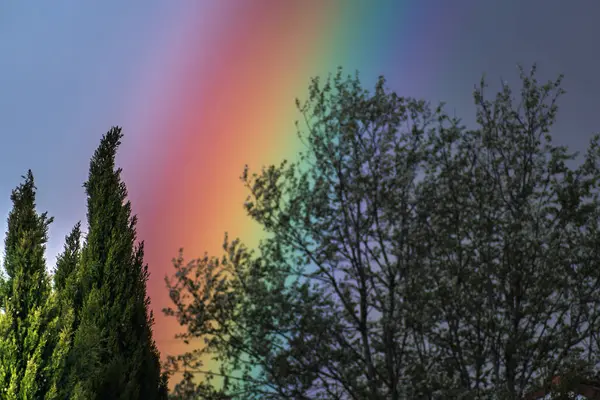 stock image Rainbow on a spring day thanks to the rain and the sun