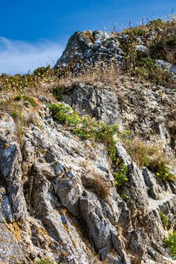 Fransa 'da Pleneuf val andre, Armor Coast, Brittany yakınlarındaki deniz manzarası