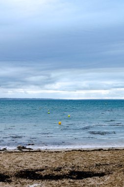 Pleneuf val andre yakınlarındaki Port Morvan plajı, Zırh Sahili, Fransa 'daki Brittany