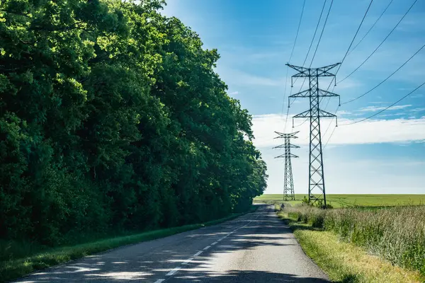 Elektrik direği ve doğa, gerçek hayat fotoğrafı.