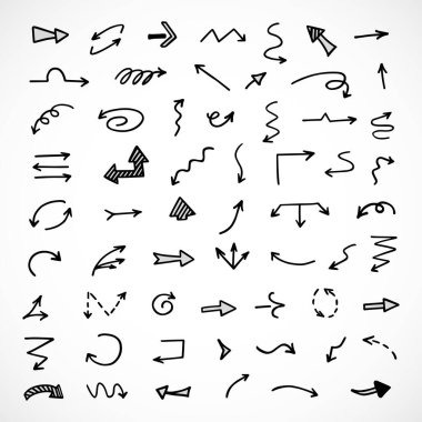 El çizilmiş ok vektör kümesi, sunum için elementler