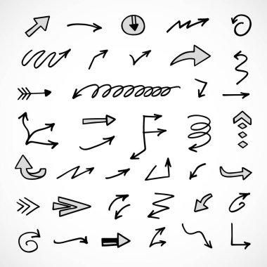 El çizilmiş ok vektör kümesi, sunum için elementler