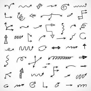 El çizilmiş ok vektör kümesi, sunum için elementler