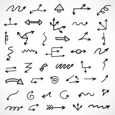 El çizilmiş ok vektör kümesi, sunum için elementler