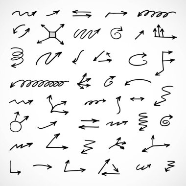 El çizilmiş ok vektör kümesi, sunum için elementler