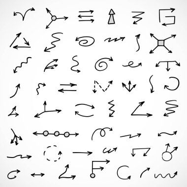 El çizilmiş ok vektör kümesi, sunum için elementler