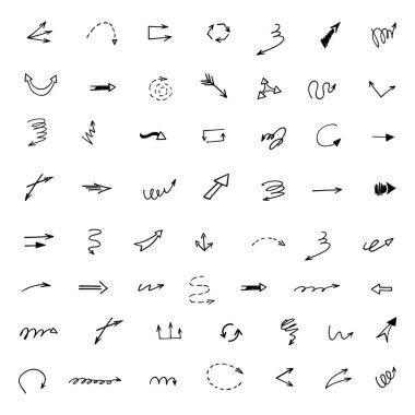 El çizilmiş ok vektör kümesi, sunum için elementler