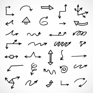 El çizilmiş ok vektör kümesi, sunum için elementler