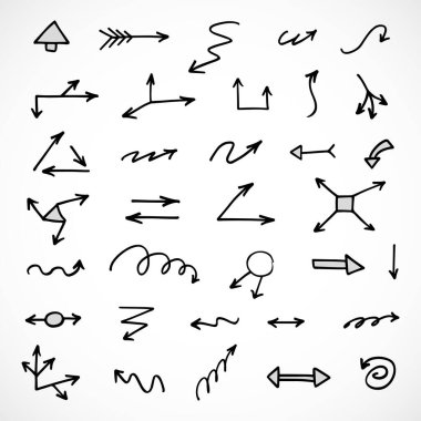 El çizilmiş ok vektör kümesi, sunum için elementler