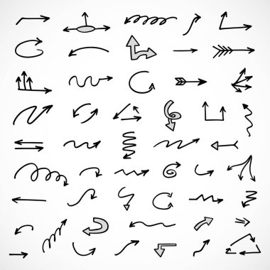 El çizilmiş ok vektör kümesi, sunum için elementler