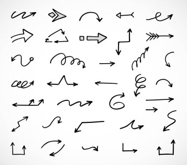 El çizilmiş ok vektör kümesi, sunum için elementler