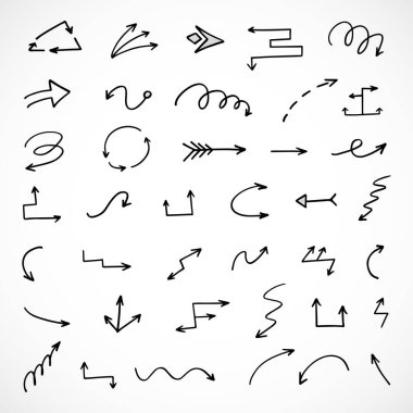 El çizilmiş ok vektör kümesi, sunum için elementler