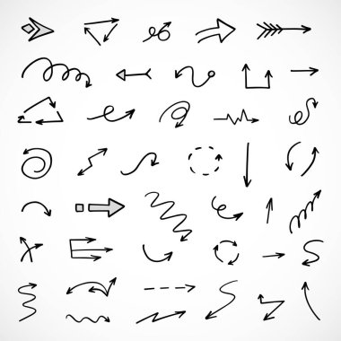 El çizilmiş ok vektör kümesi, sunum için elementler