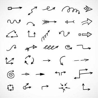 El çizilmiş ok vektör kümesi, sunum için elementler