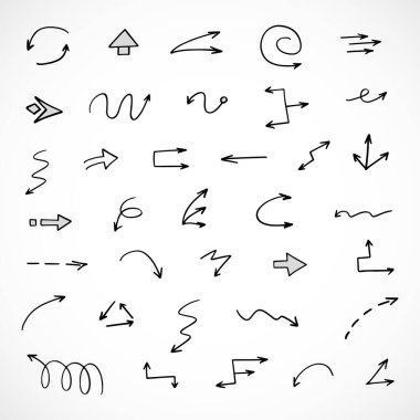 El çizilmiş ok vektör kümesi, sunum için elementler