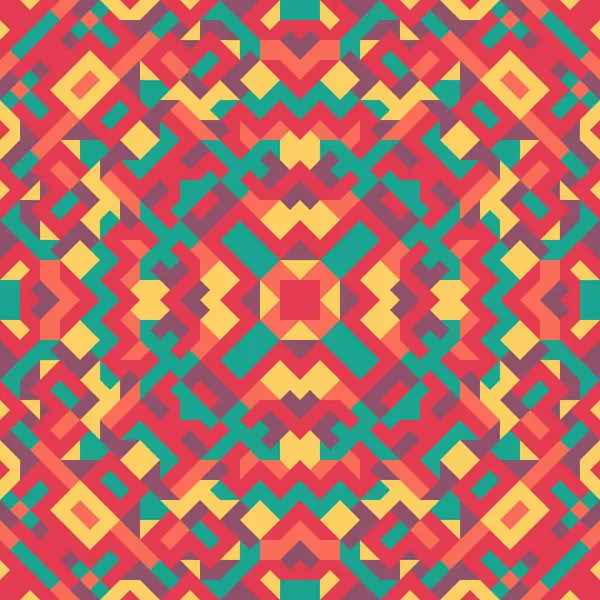 Basit geometrik şekillerin vektörsüz deseni. Kareler, eşkenar dörtgenler ve üçgenlerin sonu gelmeyen süslemeleri. Renkli soyut arka plan, duvar kağıdı. Kaleydoskop efektli resim, kiremitler