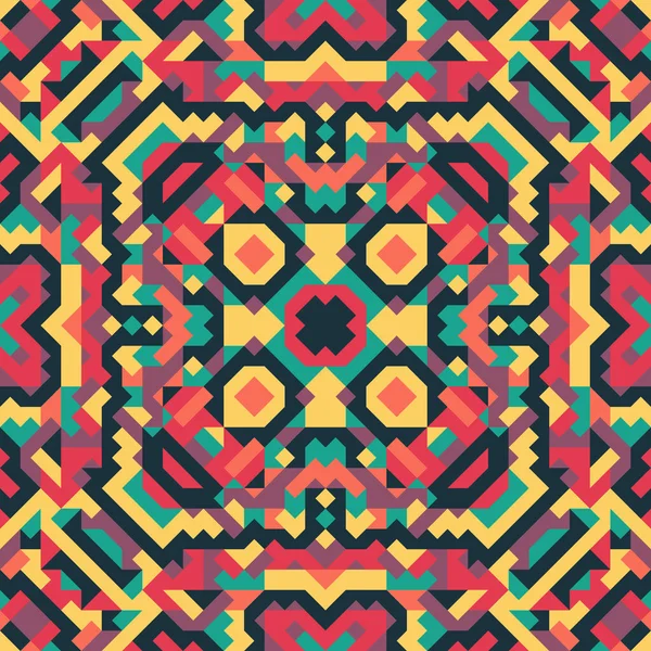 Basit geometrik şekillerin vektörsüz deseni. Kareler, eşkenar dörtgenler ve üçgenlerin sonu gelmeyen süslemeleri. Renkli soyut arka plan, duvar kağıdı. Kaleydoskop efektli resim, kiremitler