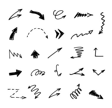 El çizilmiş ok vektör kümesi, sunum için elementler