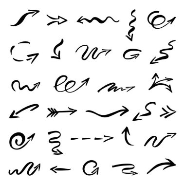 El çizilmiş ok vektör kümesi, sunum için elementler