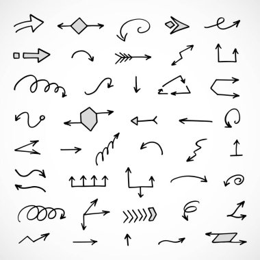 El çizilmiş ok vektör kümesi, sunum için elementler