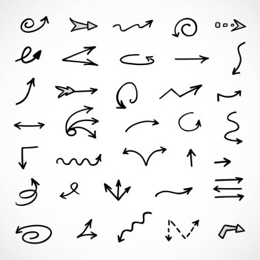 El çizilmiş ok vektör kümesi, sunum için elementler