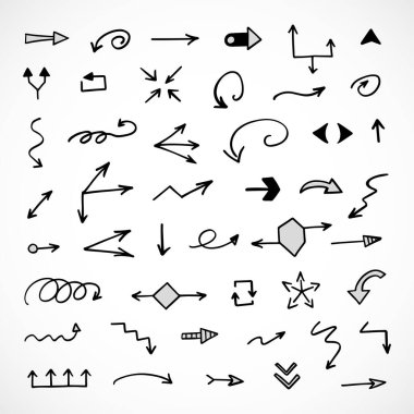 El çizilmiş ok vektör kümesi, sunum için elementler