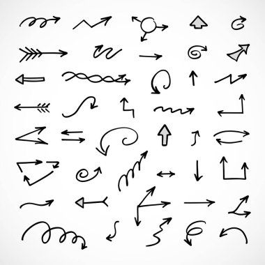 El çizilmiş ok vektör kümesi, sunum için elementler