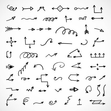 El çizilmiş ok vektör kümesi, sunum için elementler