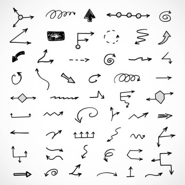 El çizilmiş ok vektör kümesi, sunum için elementler