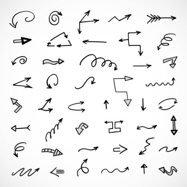 El çizilmiş ok vektör kümesi, sunum için elementler