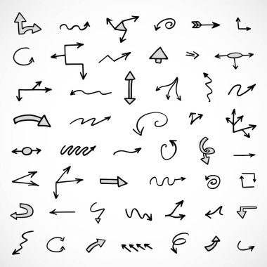 El çizilmiş ok vektör kümesi, sunum için elementler