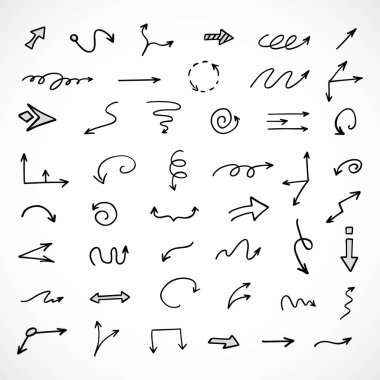 El çizilmiş ok vektör kümesi, sunum için elementler