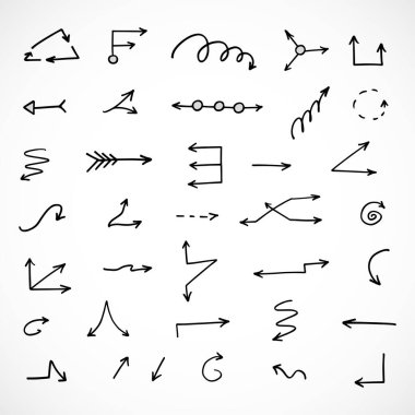 El çizilmiş ok vektör kümesi, sunum için elementler