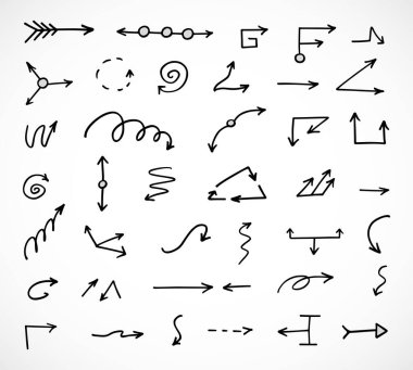 El çizilmiş ok vektör kümesi, sunum için elementler