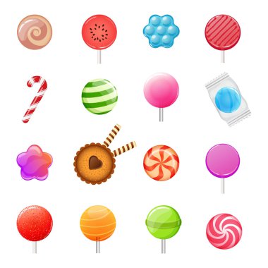 Şeker koleksiyonu, vektör seti, dragee, lolipop