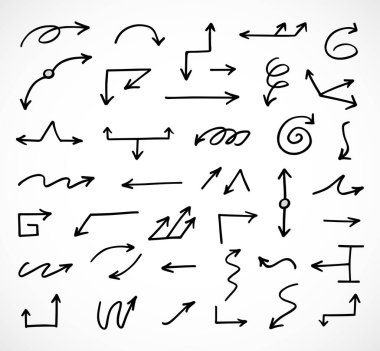 El çizilmiş ok vektör kümesi, sunum için elementler