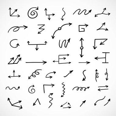 El çizilmiş ok vektör kümesi, sunum için elementler