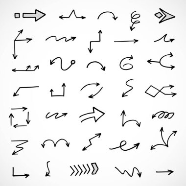 El çizilmiş ok vektör kümesi, sunum için elementler