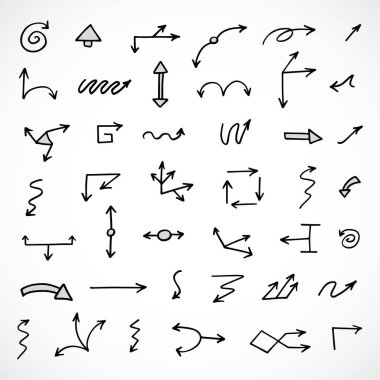 El çizilmiş ok vektör kümesi, sunum için elementler