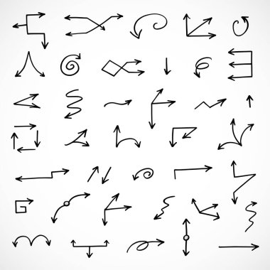 El çizilmiş ok vektör kümesi, sunum için elementler