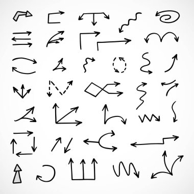 El çizilmiş ok vektör kümesi, sunum için elementler