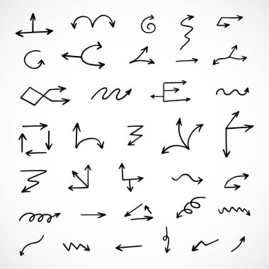 El çizilmiş ok vektör kümesi, sunum için elementler