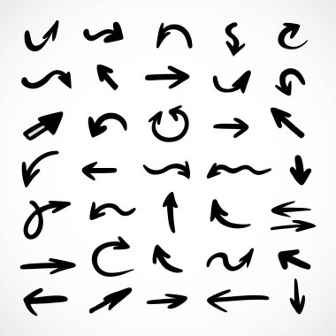 El çizilmiş ok vektör kümesi, sunum için elementler