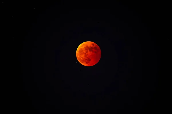 Lua Vermelha Depois Eclipse Lunar — Fotografia de Stock